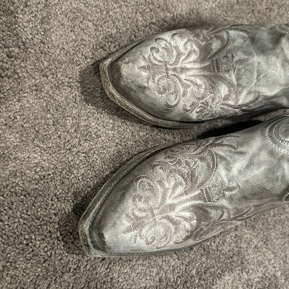 Cavendars for Old Gring 8.5 grey embossed leather cowboy boots - Picture 3 of 6